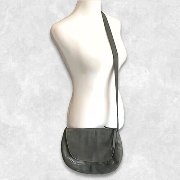 Chen & Derington Crossbody/Shoulder Leather Bag Fold-Over Snap Closure Gray OS - Picture 2 of 15